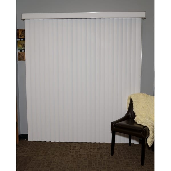 BlindDen White Woodlook Vinyl Vertical Blind, CORDLESS Bed Bath